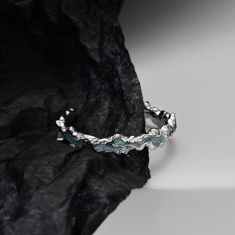 Wholesale Mint Blue Ice Lake Series Frosted Texture Glue Dropping Ring