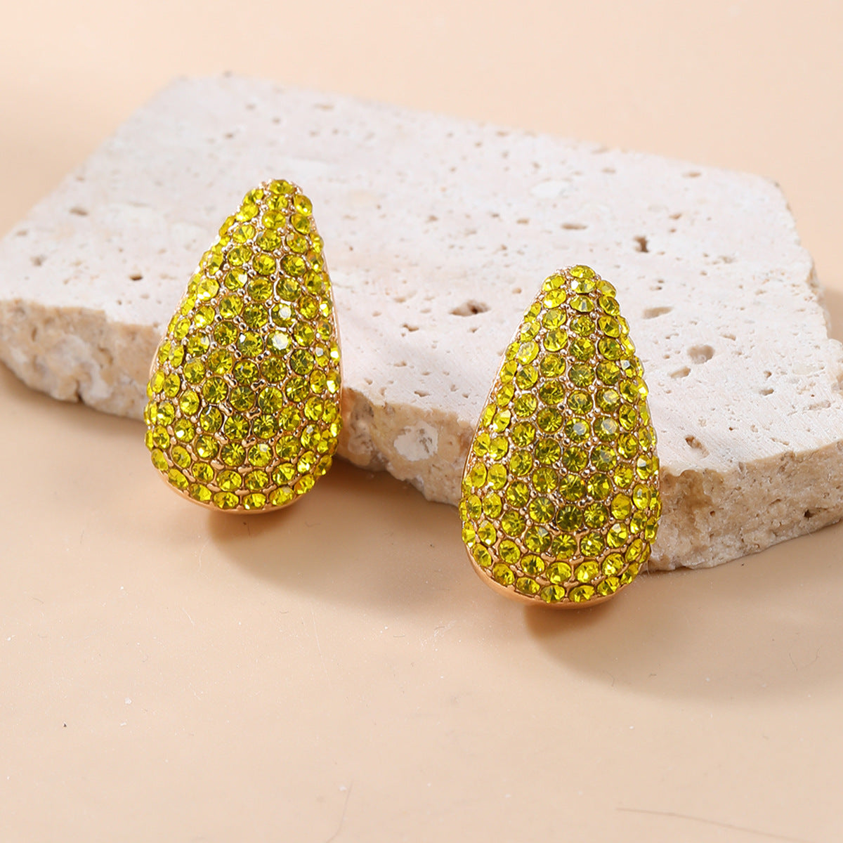 Wholesale Colorful Diamond Earrings Full of Diamond Drop-shaped Earrings Ear Studs ACC-ES-JL029