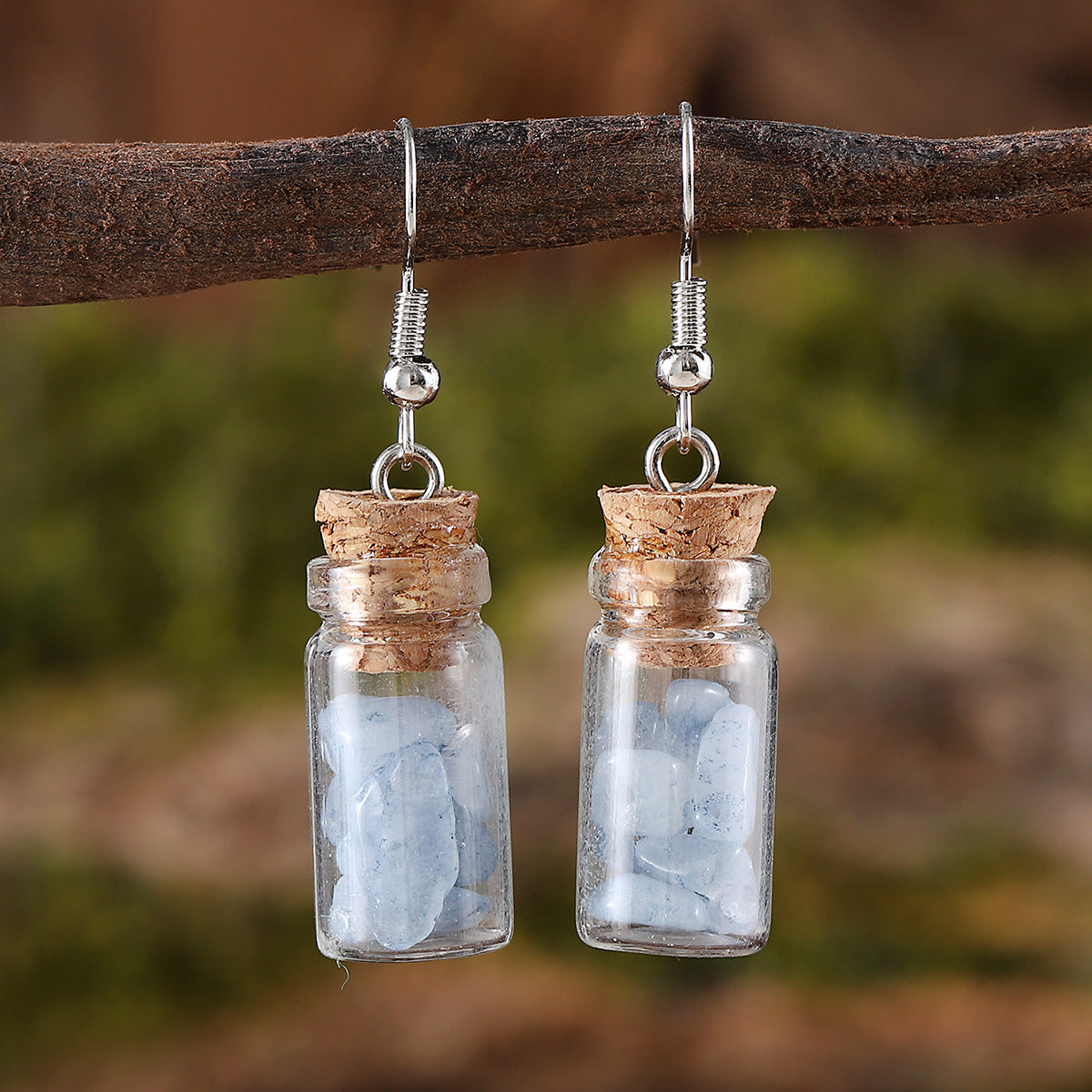 Wholesale  Creative Asymmetrical Stone Wishing Bottle Earrings