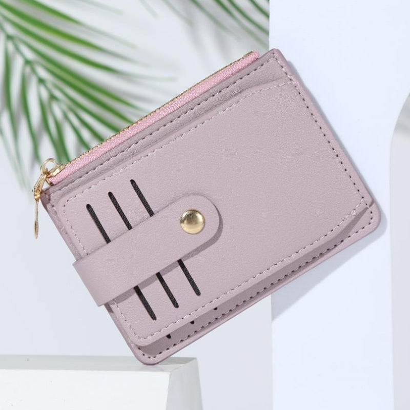 Wholesale PU Zipper Multi Slot Card Wallet Candy Color Everyday Fashion Accessory