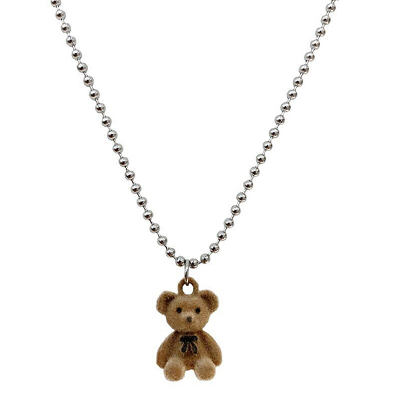 Wholesale Cute Plush Bear Pendant Winter Sweater Long Chain Cartoon Necklace