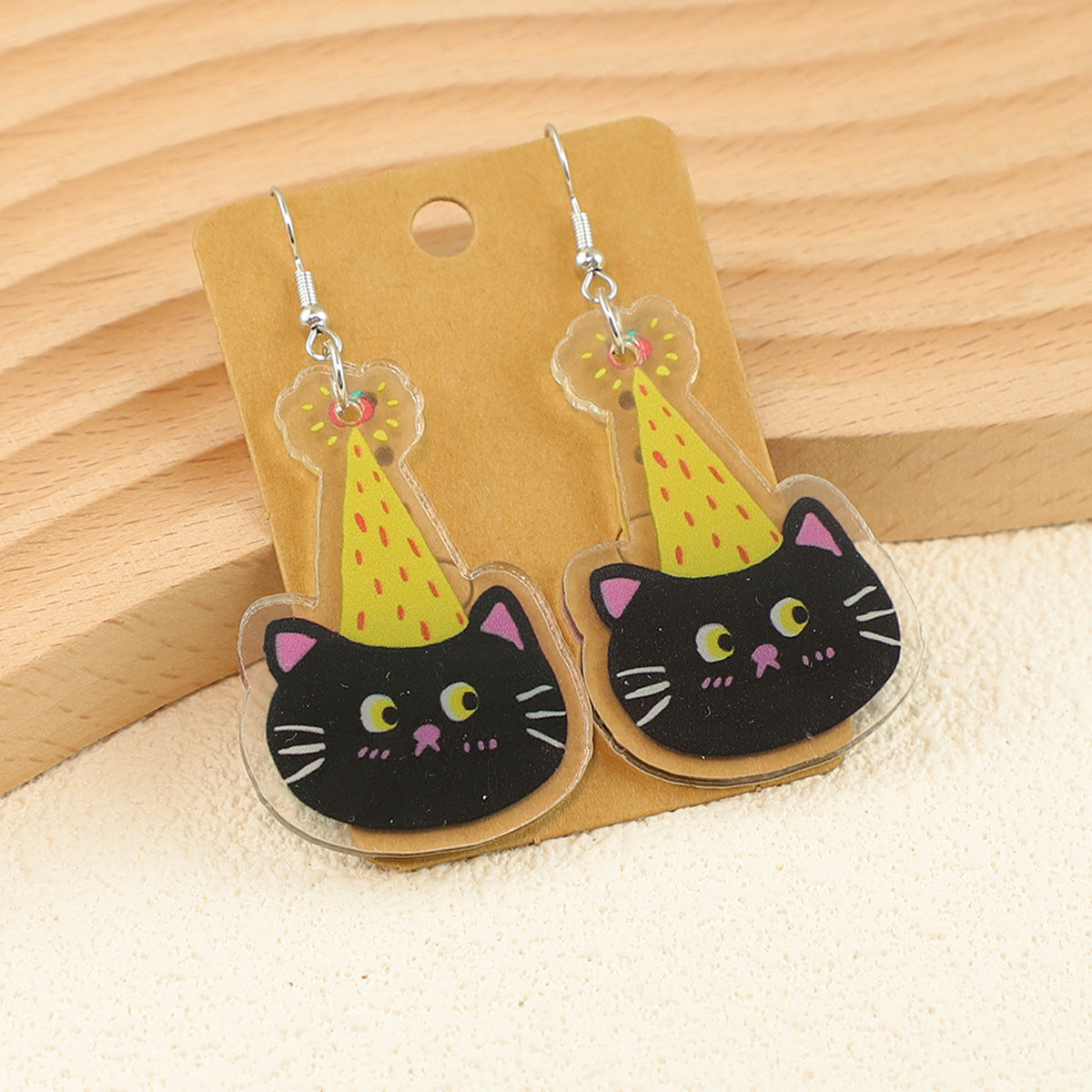 Wholesale Cartoon bread cake big eyes fruit apple cat acrylic earrings