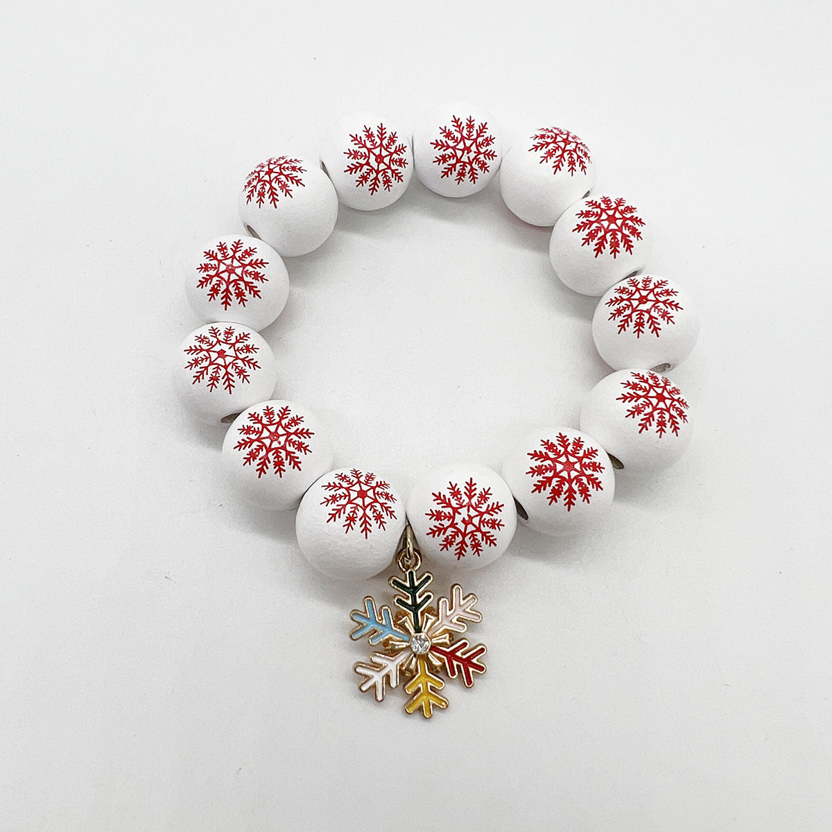 Wholesale Christmas Snowflake Christmas Tree Halloween Orange Wooden Beads Stretch Bracelet ACC-BT-Nanh005