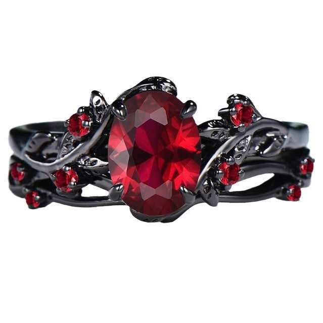 Wholesale Gun Black Gemstone Couple Rings,  Branch Cross Design,  Vintage Style,  Women' s Fashion Jewelry Gift,  Boutique Resale