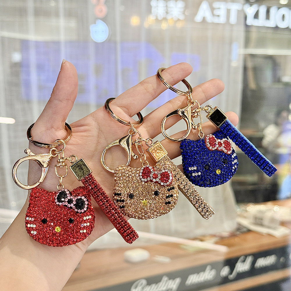 Wholesale Rhinestone Cat Keychain Cute Car Key Accessory Bag Charm For Couples And Lovers