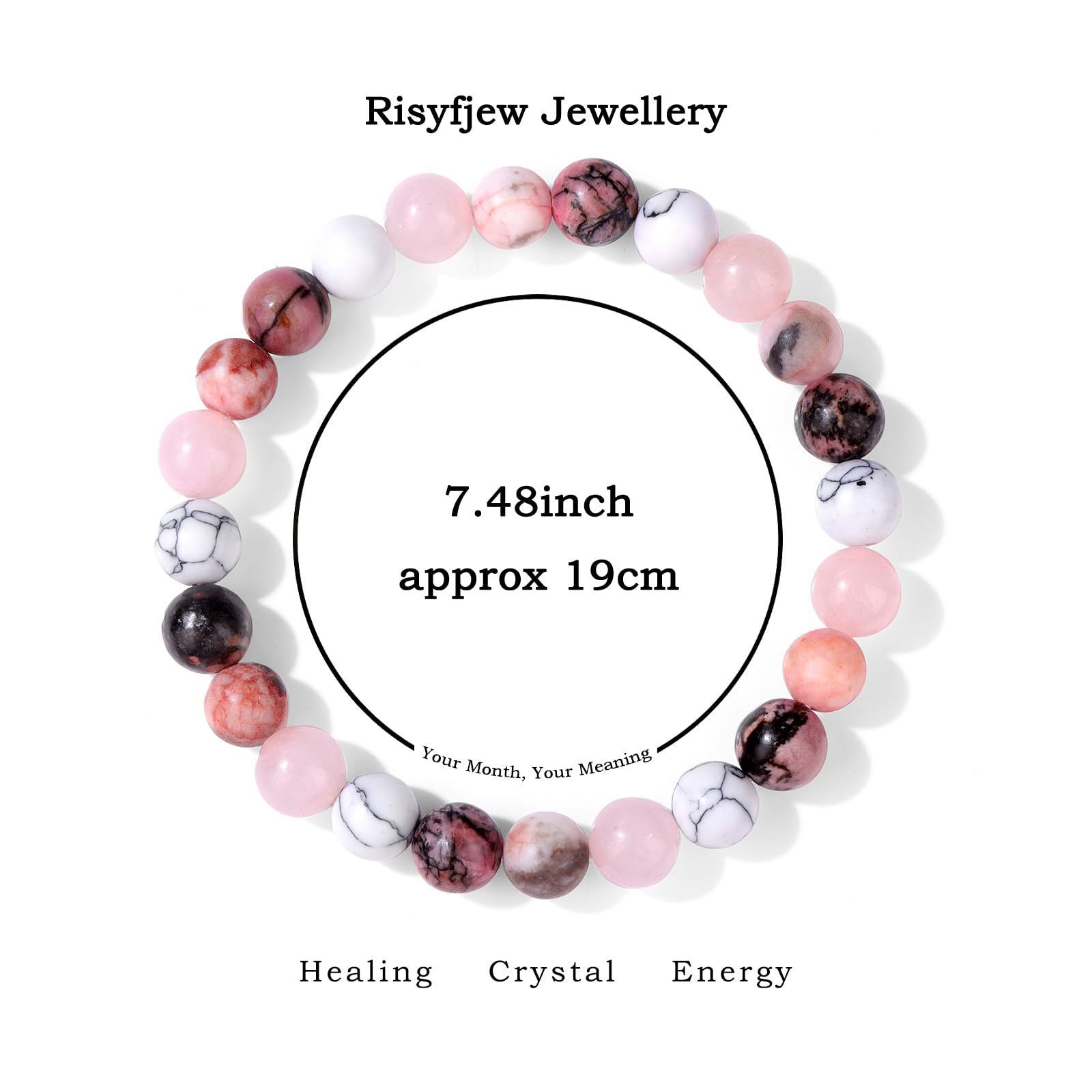 Wholesale Chic Natural Stone Bracelet Pink Zebra &  Quartz Beads Fashion Jewelry Accessory for Everyday Wear