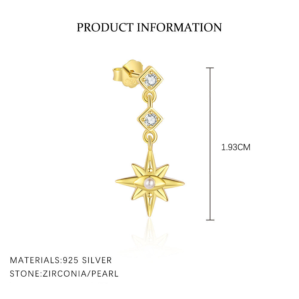 Wholesale S925 sterling silver star and moon tassel long earrings