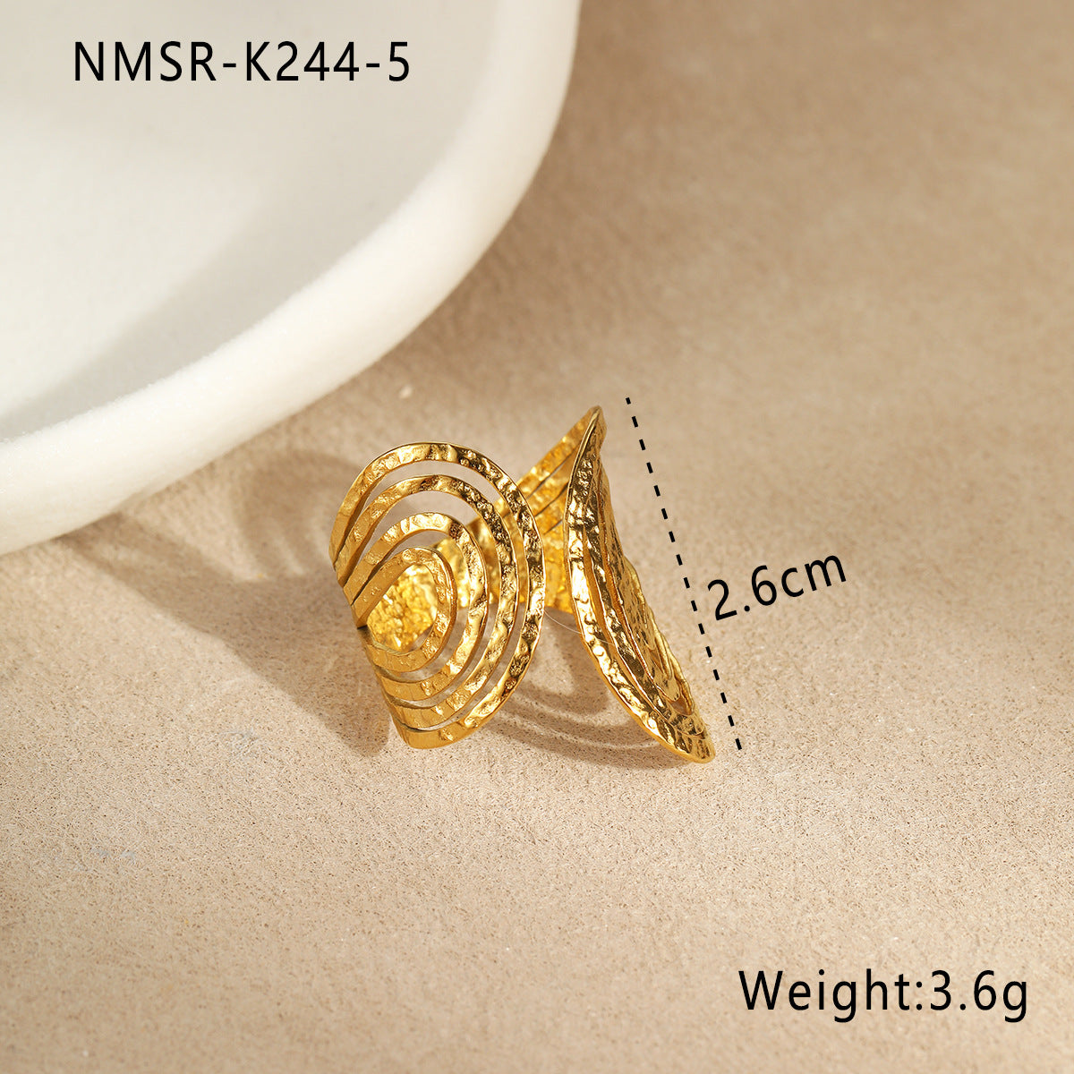 Wholesale  multi-layer hollow line stainless steel ring plating 18K gold open ring