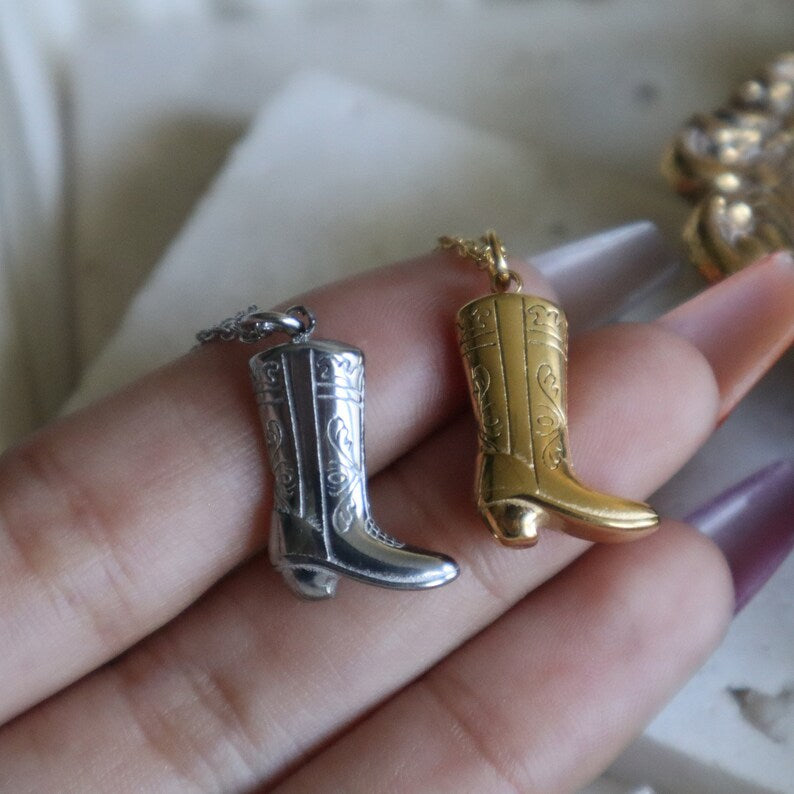 Wholesale  Cowboy Boots Pendant Necklace Titanium Steel Necklaces