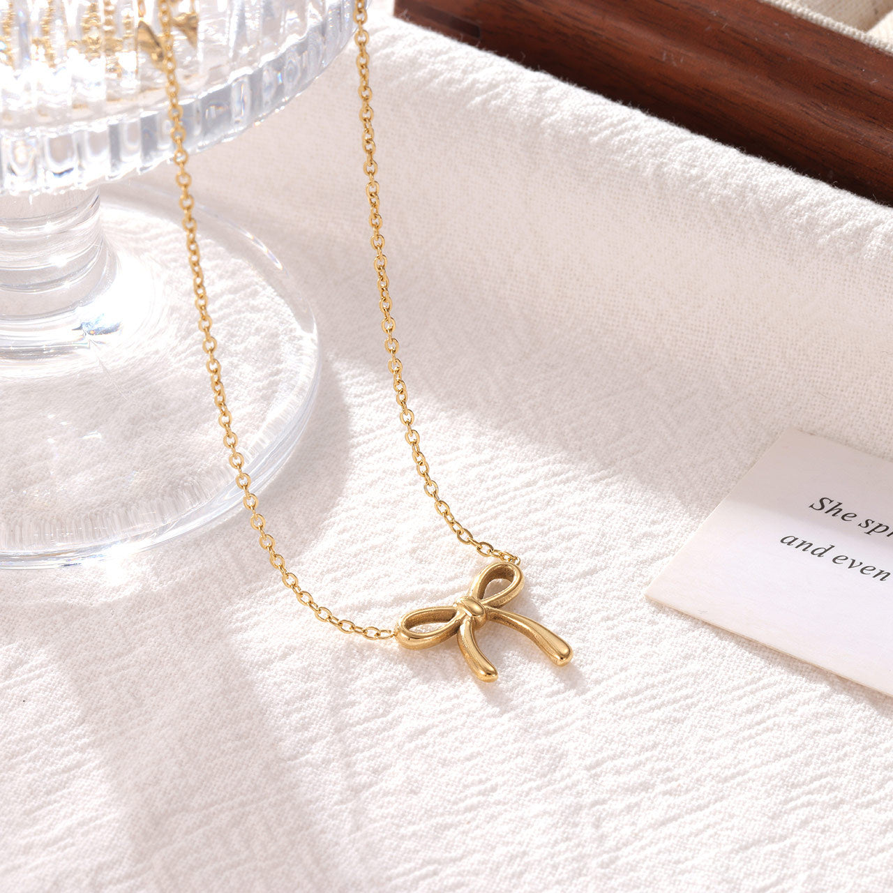 Wholesale A Sense of Sophistication Bow Titanium Steel Necklace