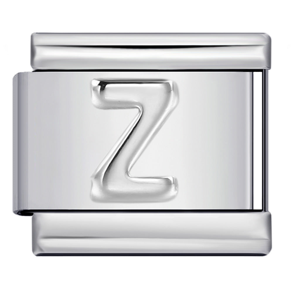 Wholesale  Italian Charm Bracelet 9mm DIY convex 26-letter  Creative Stainless Steel Composable Bracelet
