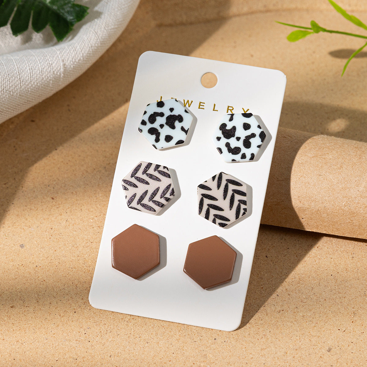 Wholesale Leopard Print Acrylic Heart Earrings