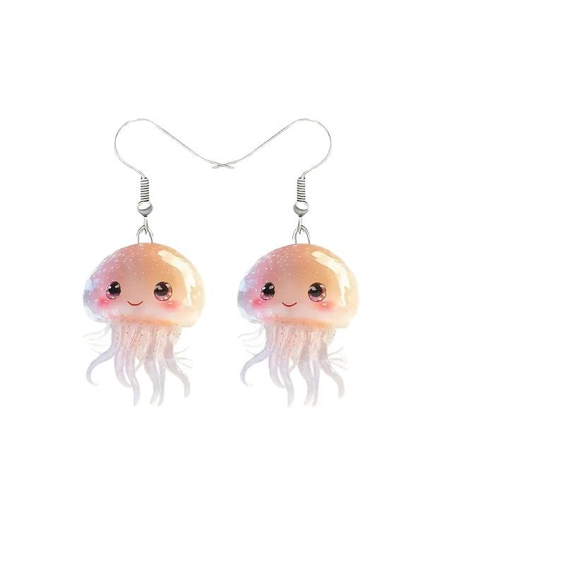 Wholesale Cute Cartoon Jellyfish 2D Acrylic Earrings