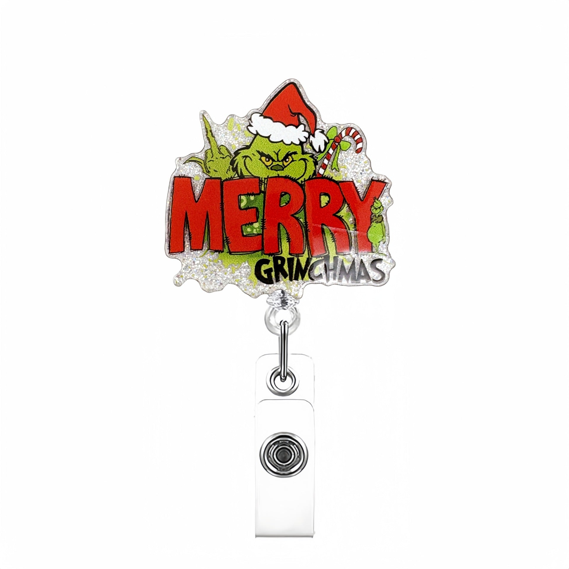 Wholesale  Christmas Cartoon Green Monster Badge Reels Keychains