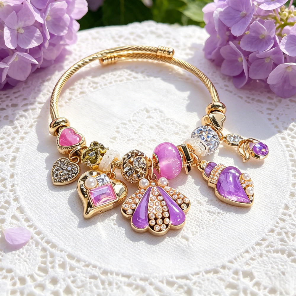 Wholesale Stylish Cartoon Marine Life Open Adjustable Bangle Bracelet Zinc Alloy Ocean Animal Charm Jewelry Accessory Boutique Resale Gift