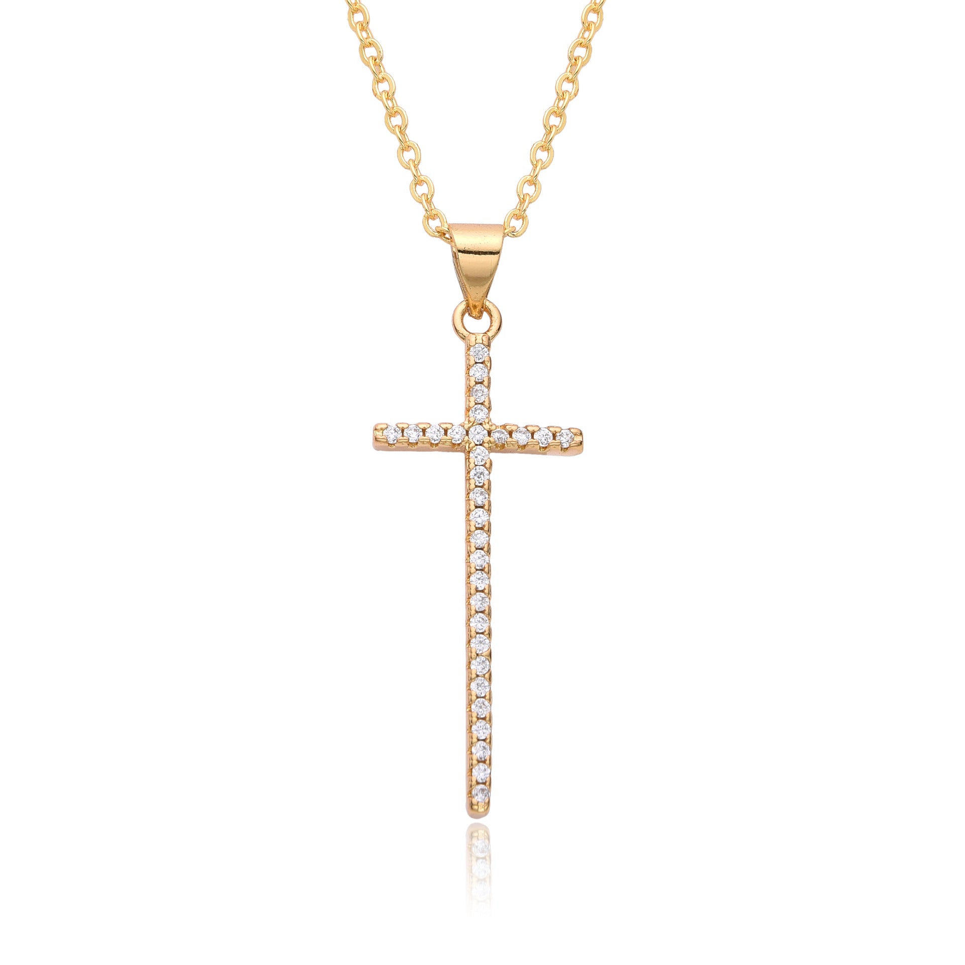 Wholesale Light luxury full diamond micro-inlaid temperament smart shining cross necklace