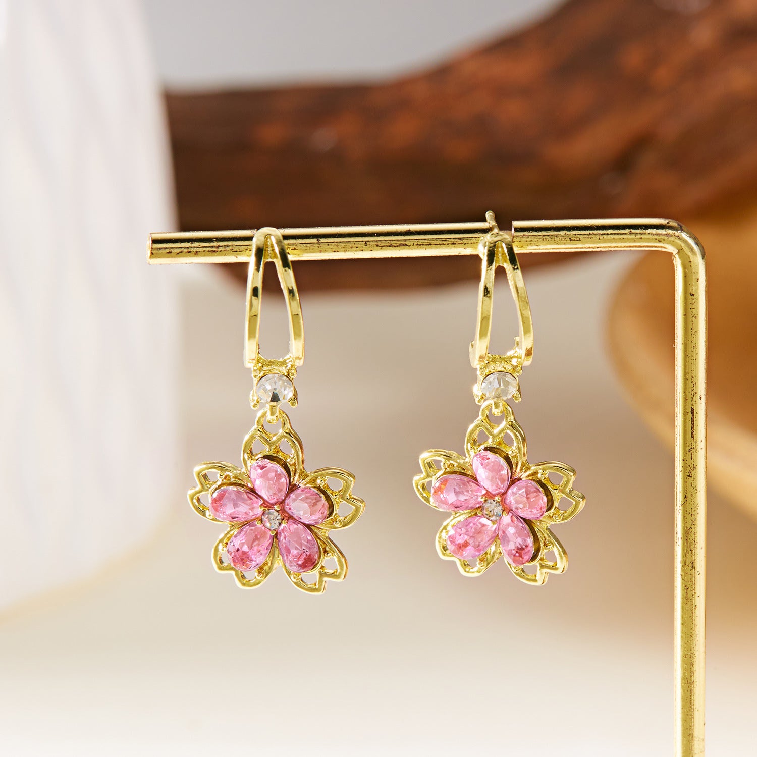 Wholesale  flower earrings  multi-color crystal  earrings