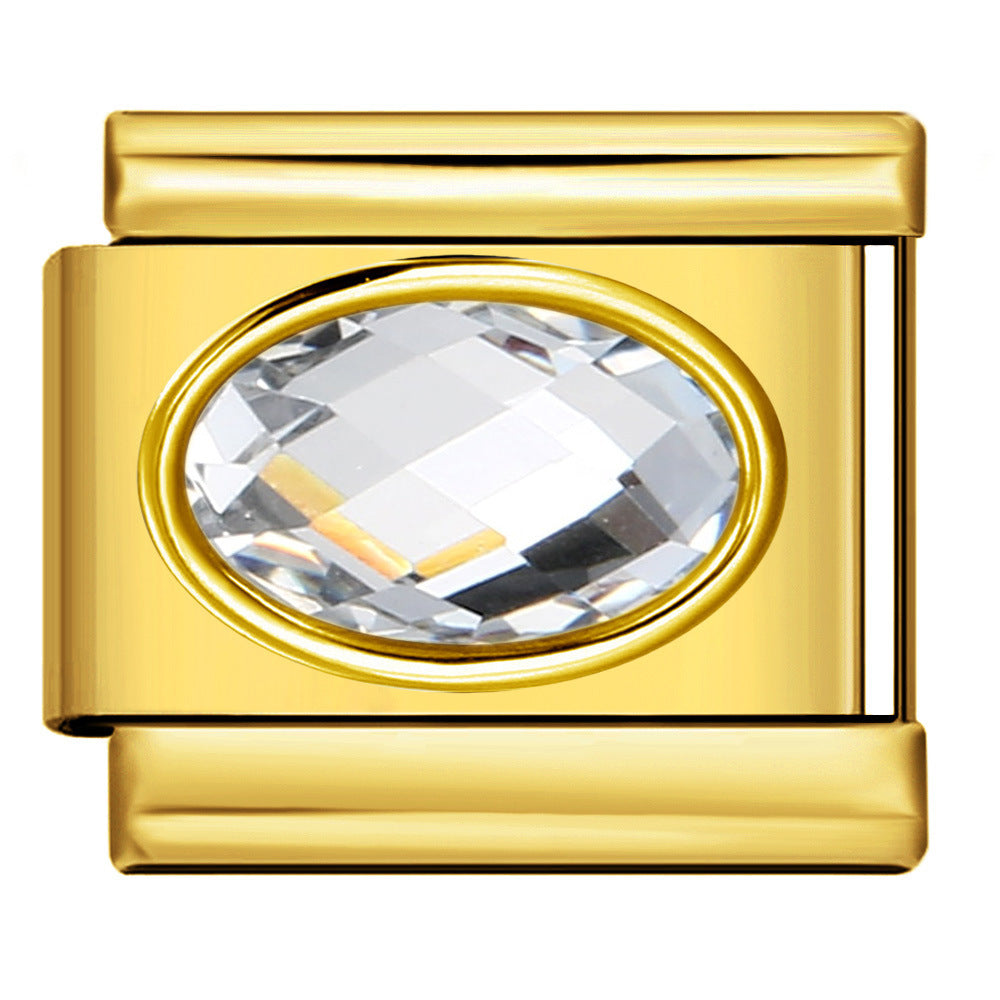 Wholesale Italian Charm Bracelet 9mm DIY Splicing Removable Oval Colored Stone Stainless Steel Composable Bracelet