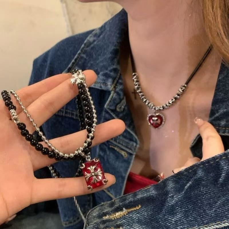 Wholesale Red Necklace  Halloween Love Beaded  Clavicle Chain Necklace