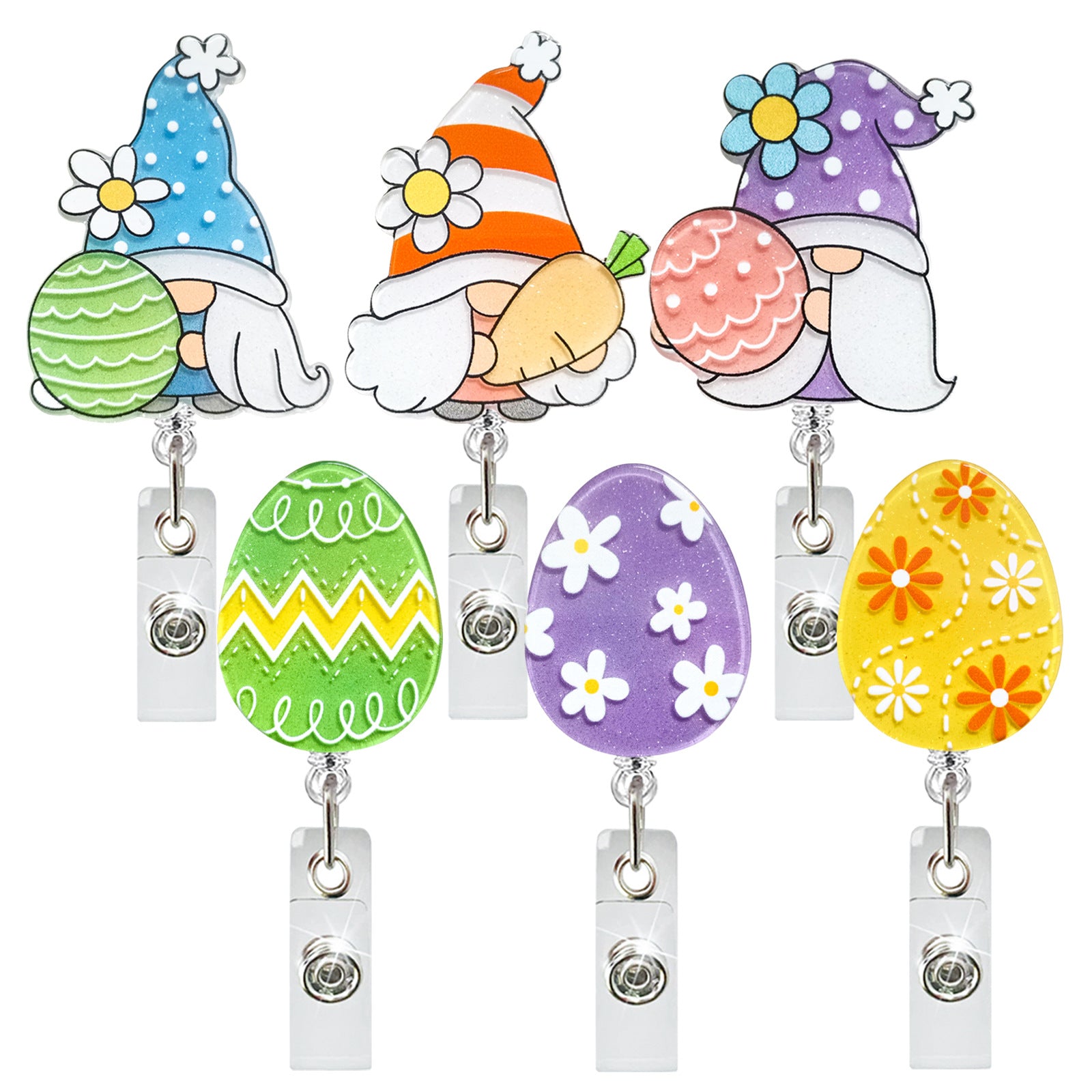 Wholesale Easter Acrylic Egg Rotating Doctor Nurse Retractable Keychain ACC-KC-QiDing026