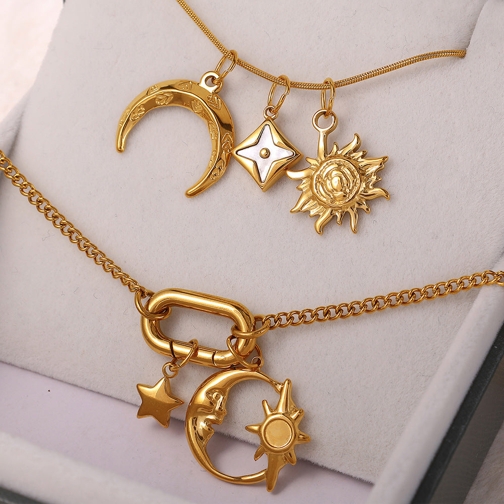 Wholesale wind hot sun moon stainless steel plated 18K gold Charms