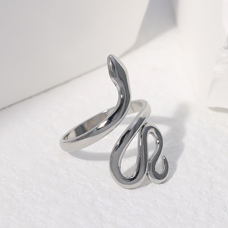 Wholesale Snake Design Adjustable Stainless Steel Ring Unisex Everyday Jewelry Fashion Accessory Gift