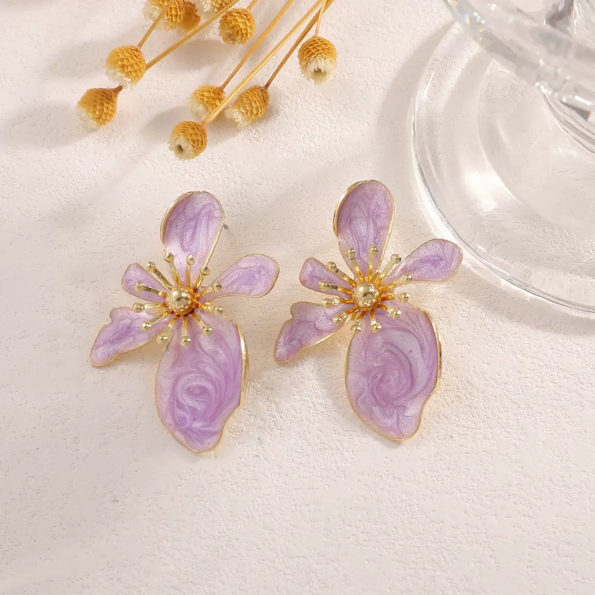 Wholesale Creative Colorful Metal Irregular Design Large Flower Earrings Holiday Style Earrings