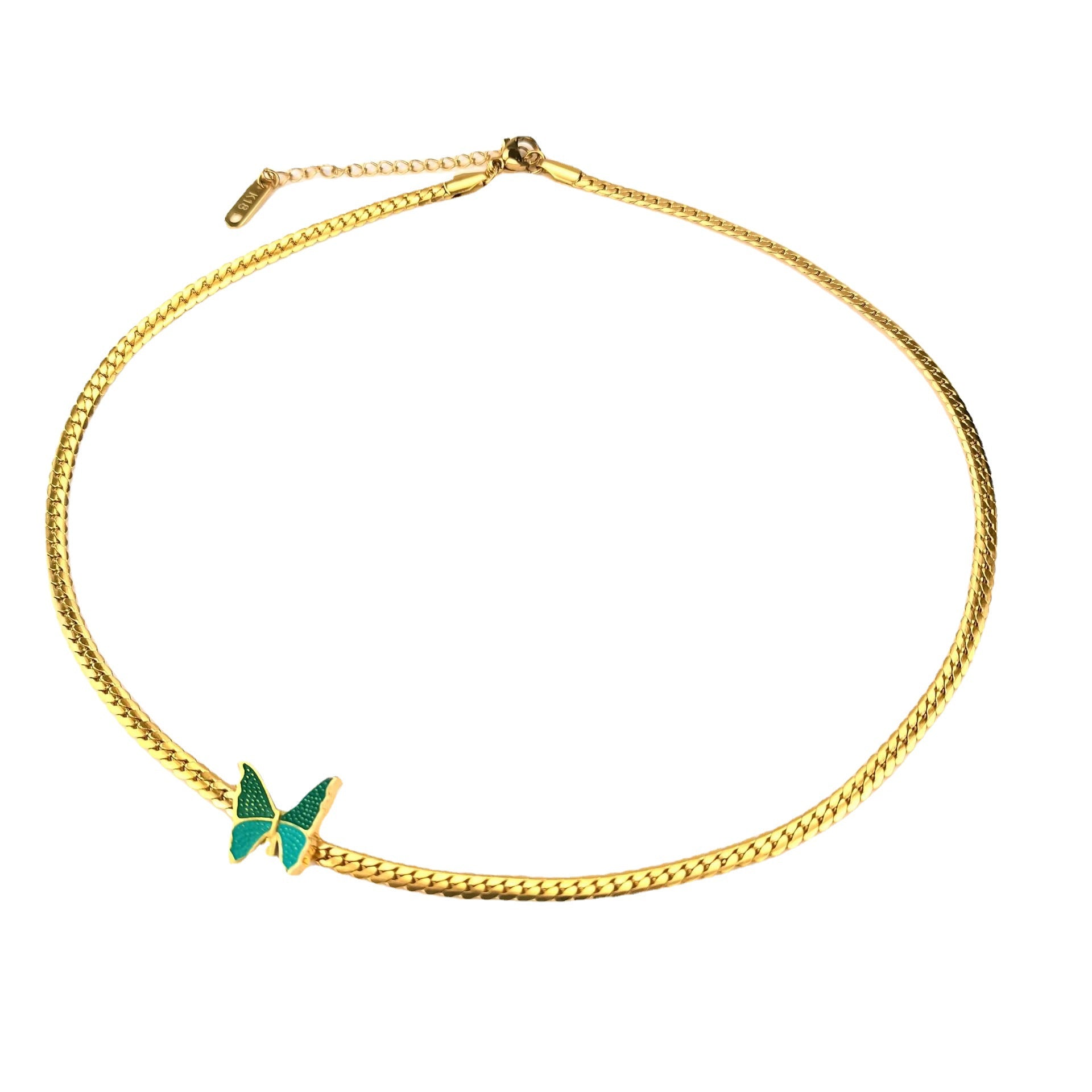Wholesale Green Butterfly Necklace Titanium Steel Electroplated 18k Gold Necklaces ACC-NE-GuDi009