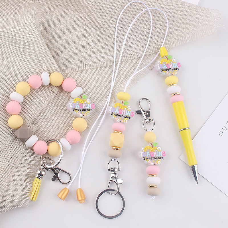 Wholesale  Cartoon Teacher's Day Silicone Accessories Pendant Creative Keychain