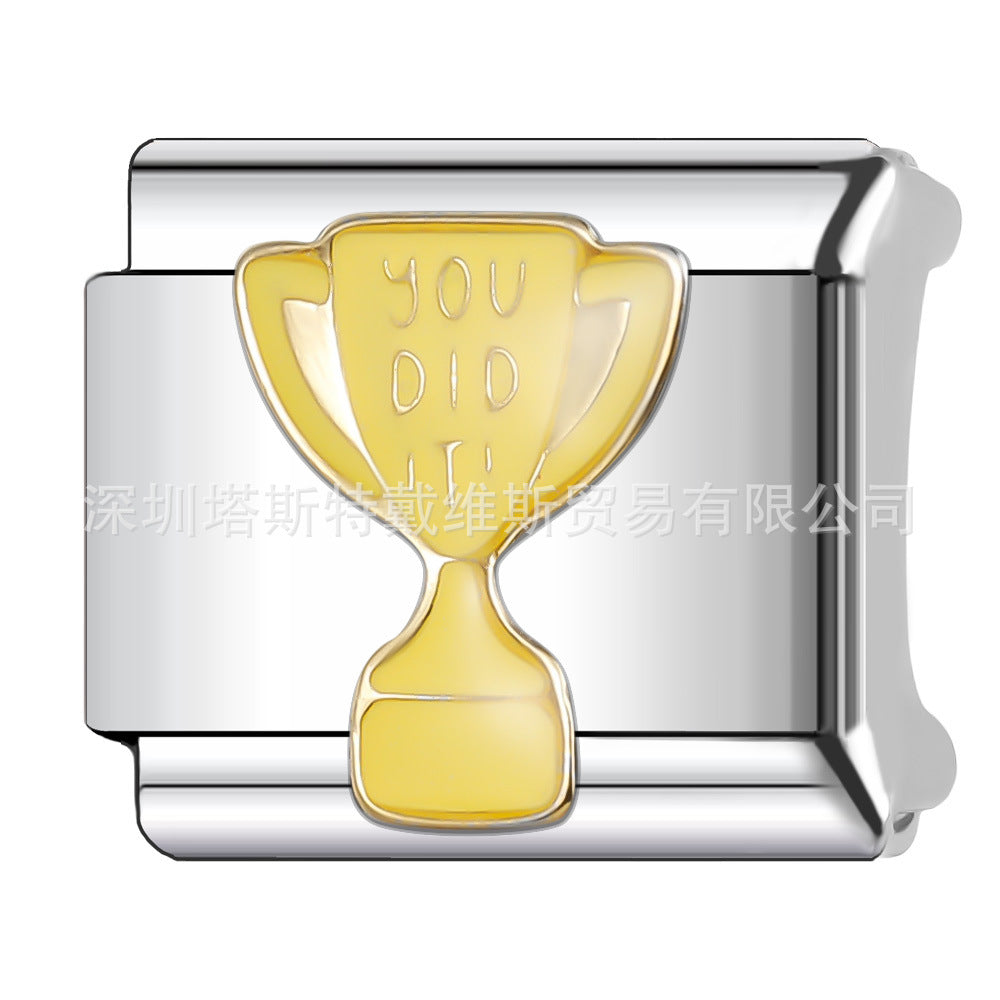 Wholesale  Italian Charm Bracelet 9mm DIY English Word Series Creative Stainless Steel Composable Bracelet