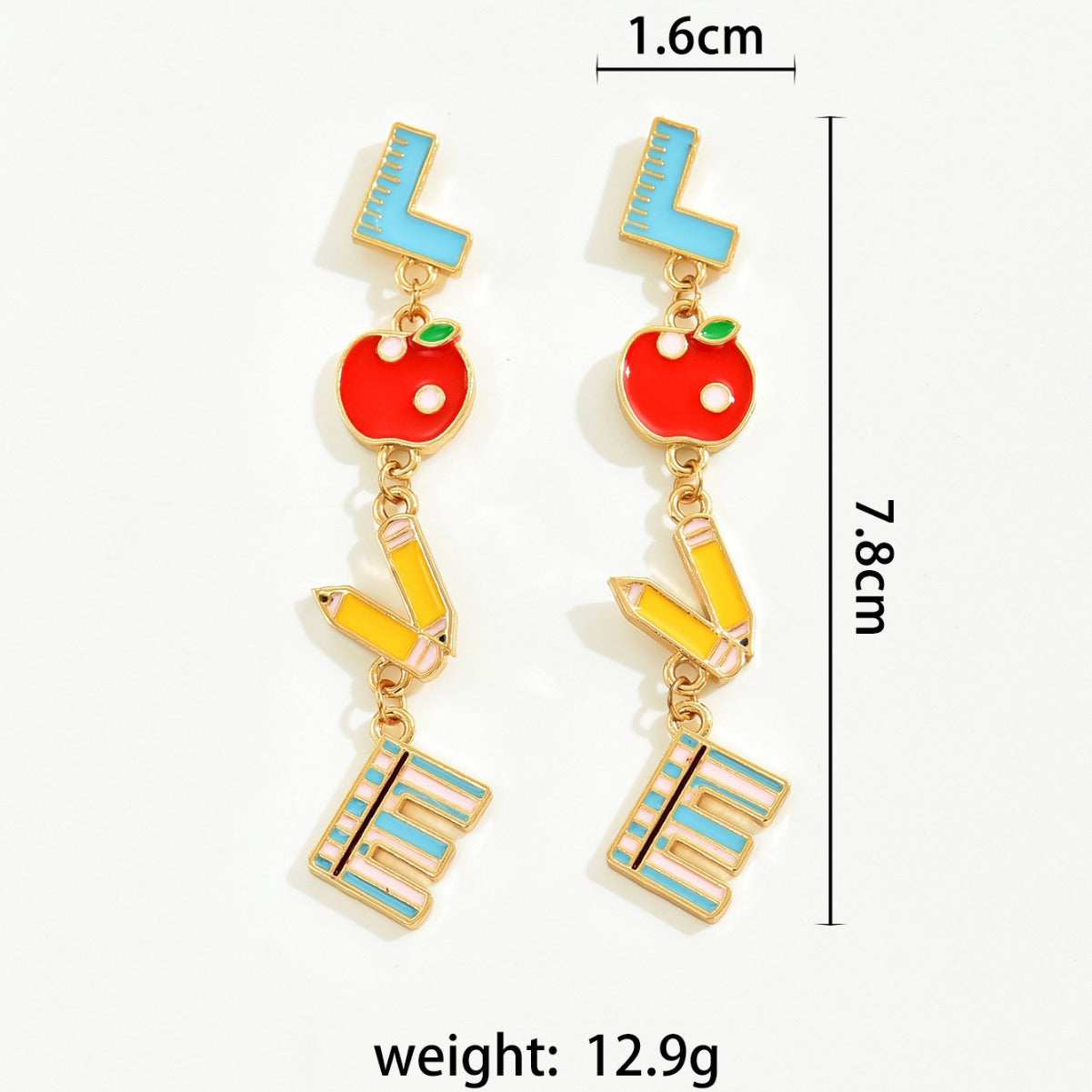 Wholesale Metal Dripping Oil Campus Style LOVE  Earrings