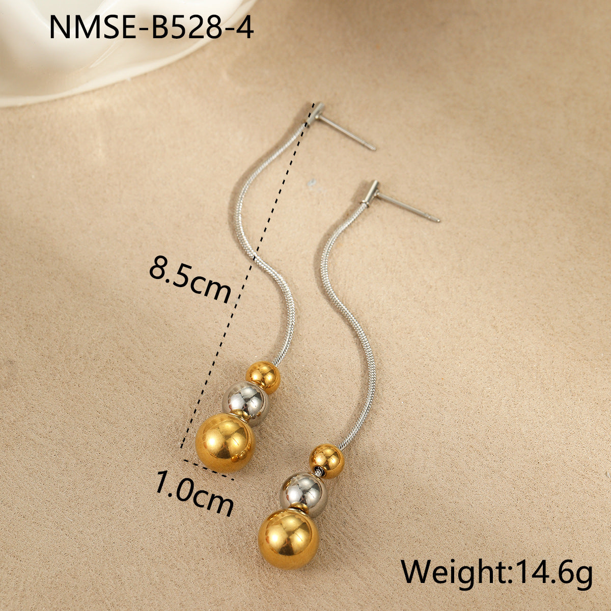 Wholesale  gold and silver color matching round bead earrings