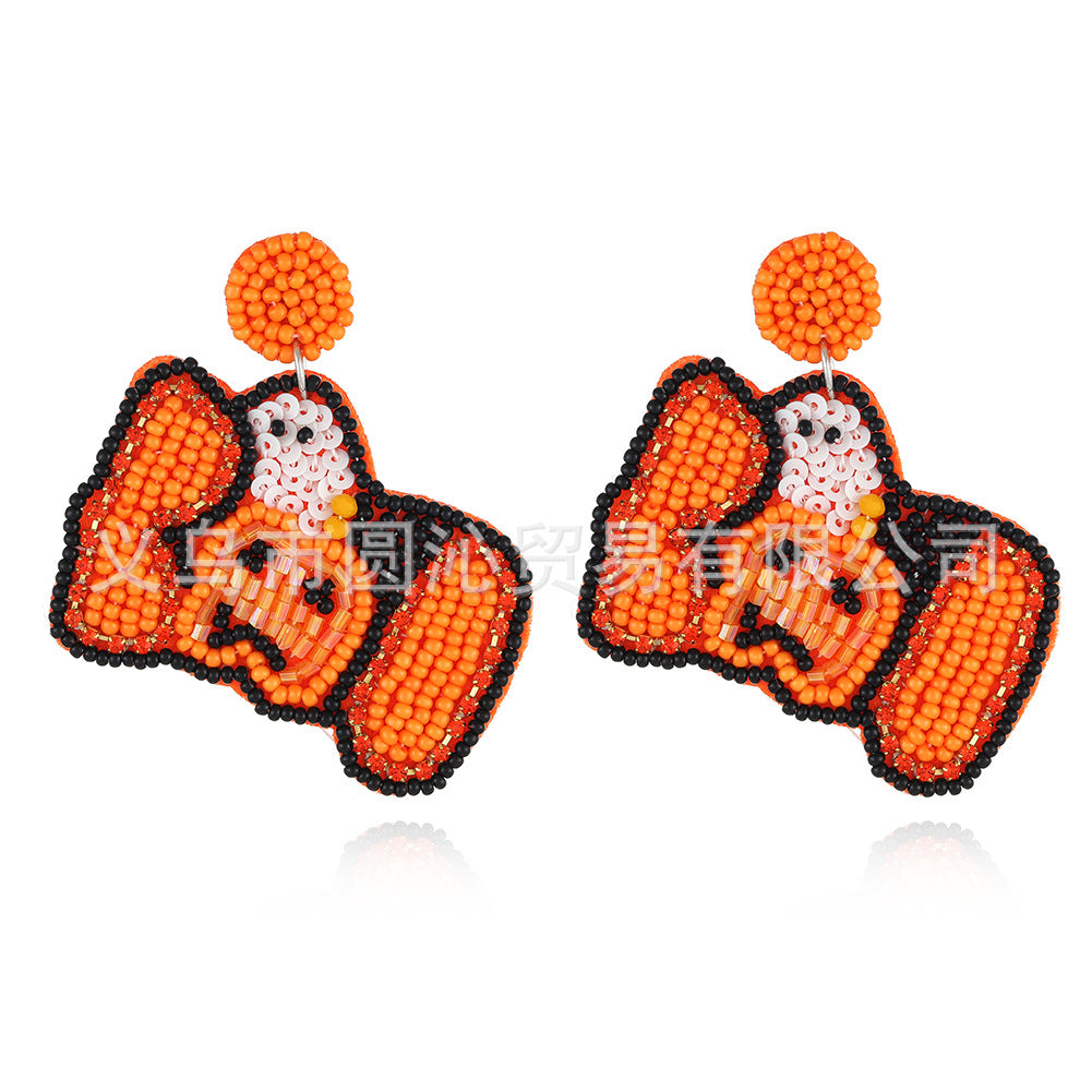 Wholesale Halloween Fabric Bead Earrings Ghost Pumpkin Spider Handmade Earrings ACC-ES-YuanQin002