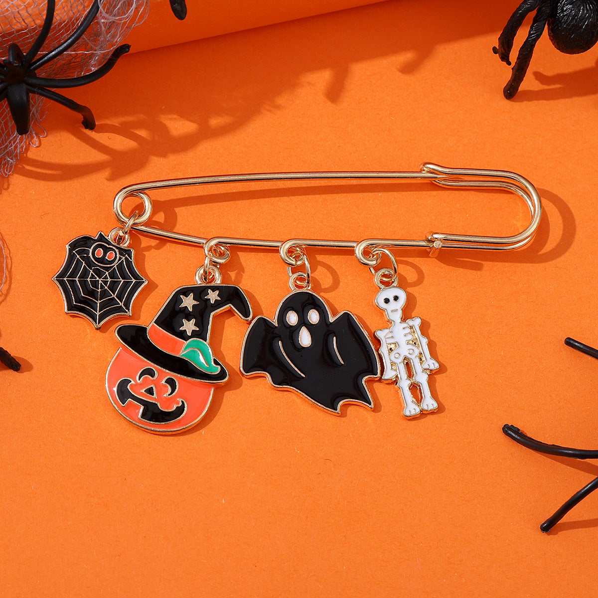 Wholesale  ghost face pumpkin ghost web gothic brooch