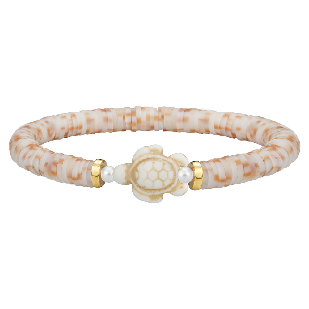 Wholesale polymer clay beaded elastic bohemian style handmade turtle bracelet