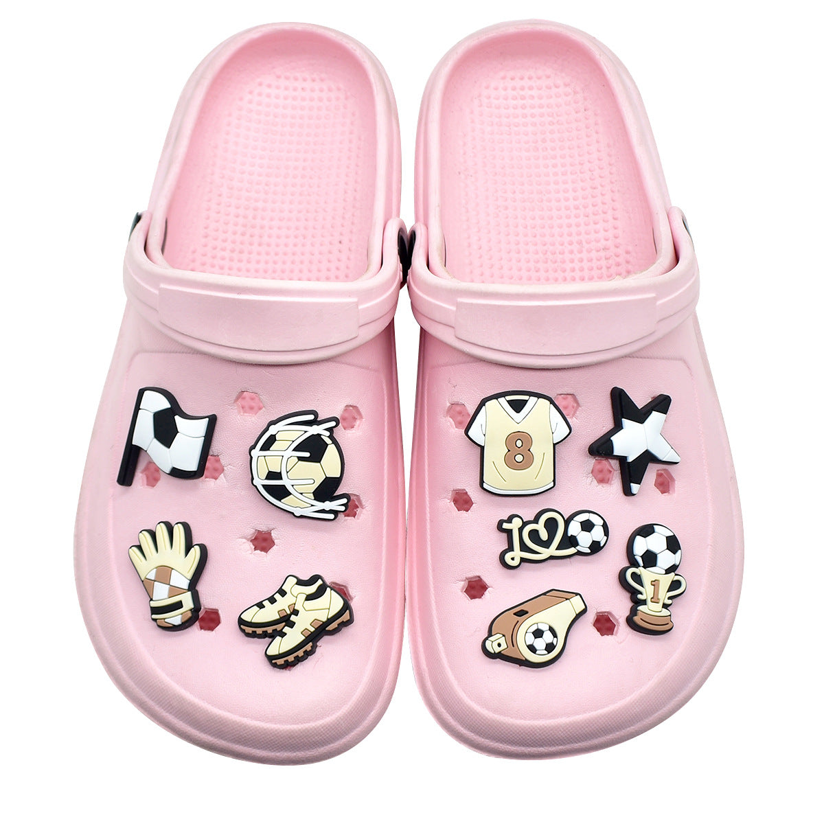 Wholesale Soft PVC Football Shoe Charms For Sandals Removable Shoe Flower Decor Casual Resale Accessory