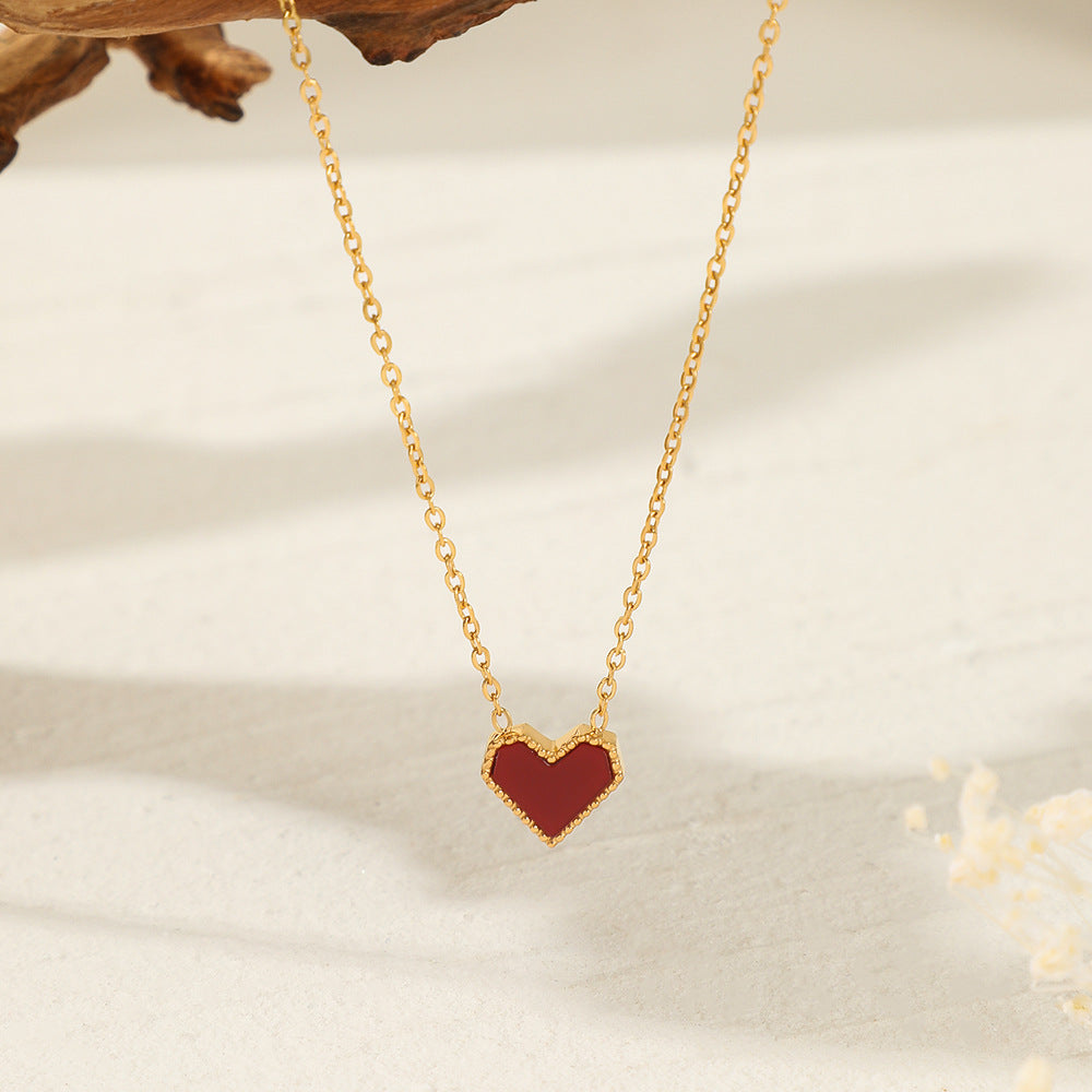 Wholesale Love Collarbone Chain Retro Red Heart Necklace
