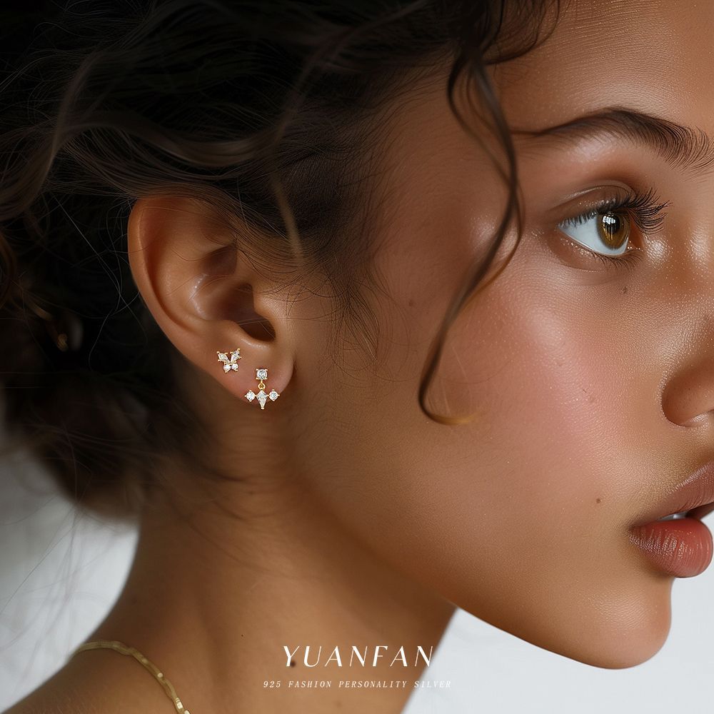 Wholesale S925 sterling silver zircon round head light luxury earrings