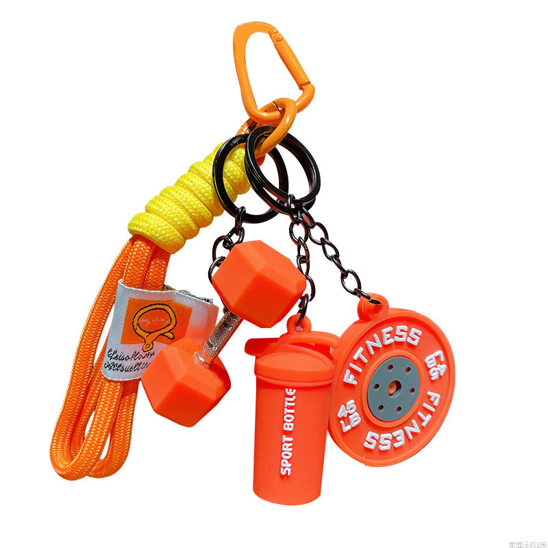 Wholesale Creative sports barbell keychains