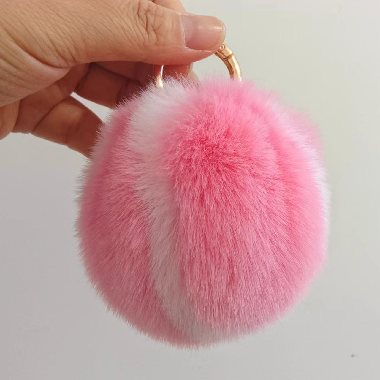 Wholesale cute little tennis ball rex rabbit fur keychain