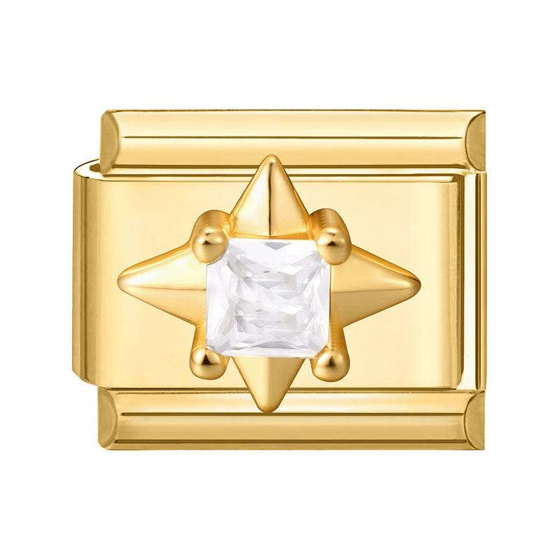 Wholesale Italian Charm Bracelet 9mm DIY Splicing Gold Micro-Inlaid Cubic Zirconia Stainless Steel Composable Bracelet