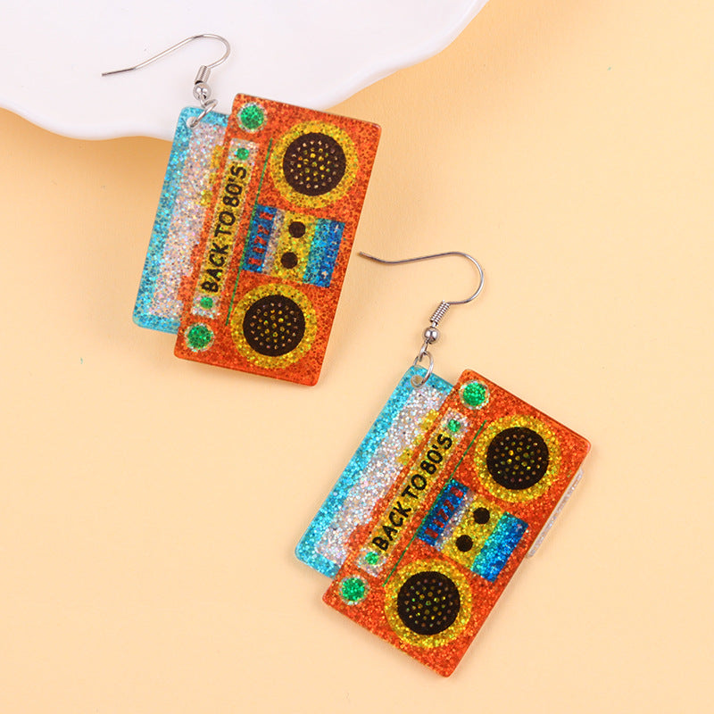 Wholesale  Retro Earrings Colorful Shiny Tape Acrylic Earrings