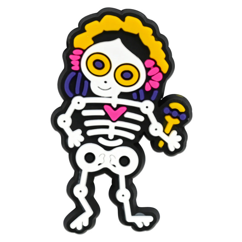 Wholesale Random 100pcs Day of The Dead PVC Soft Rubber Shoe Buckle Decoration ACC-SC-RYY075