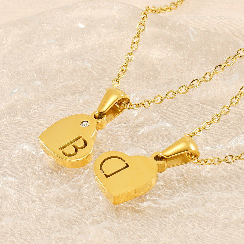 Wholesale Diamond Heart Letter Necklace ACC-NE-ZhongYao005