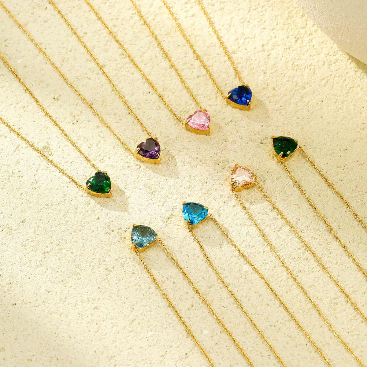 Wholesale luxury stainless steel love inlaid zircon plated 18K gold clavicle chain