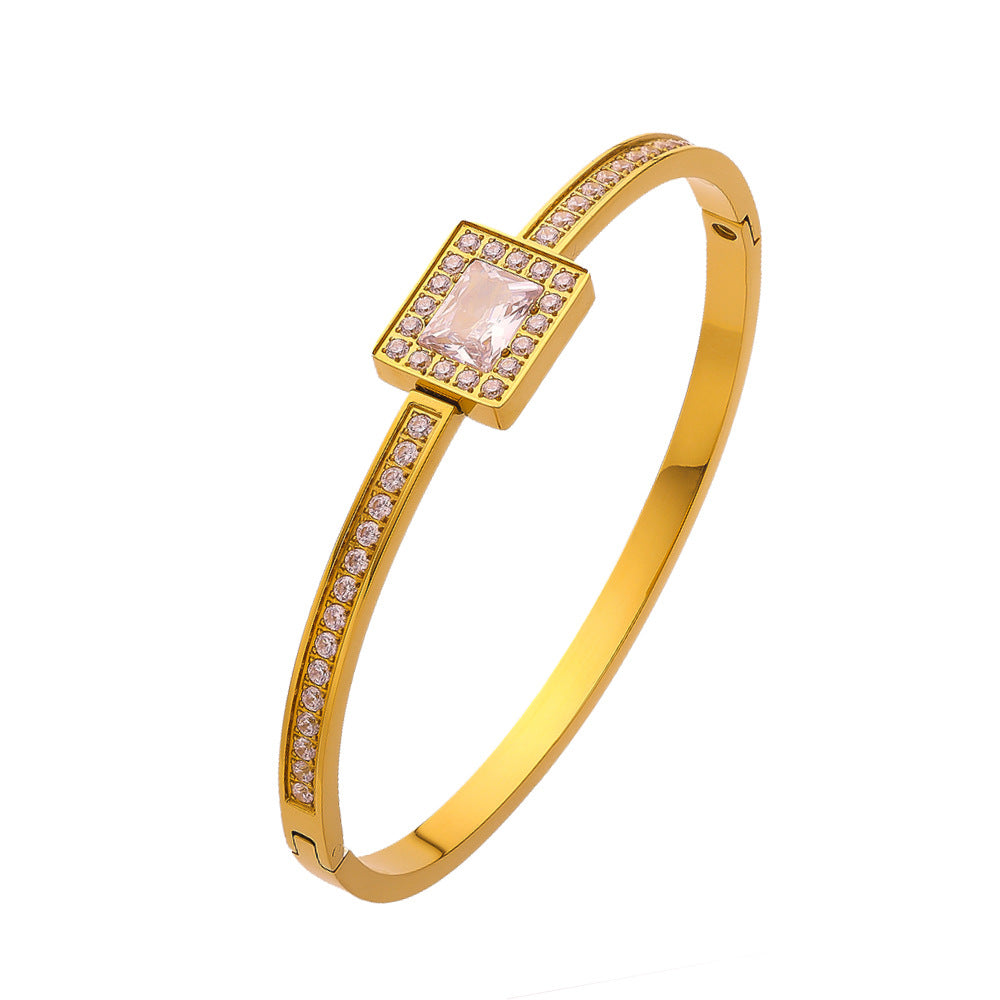 Wholesale Inlaid Colored Zircon Titanium Steel Bracelet ACC-BT-Feif003