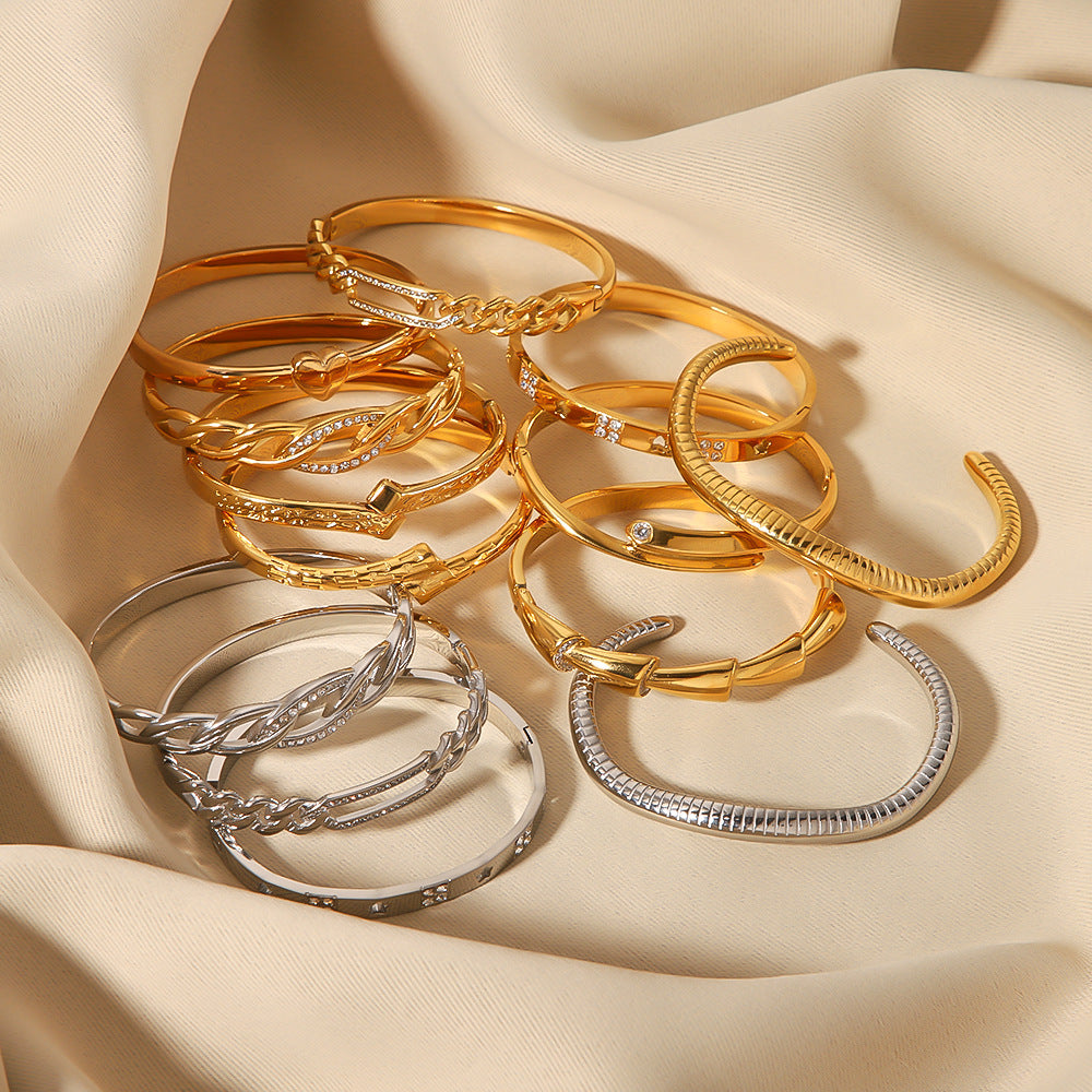 Bracelet de zircon incrusté en acier inoxydable en gros