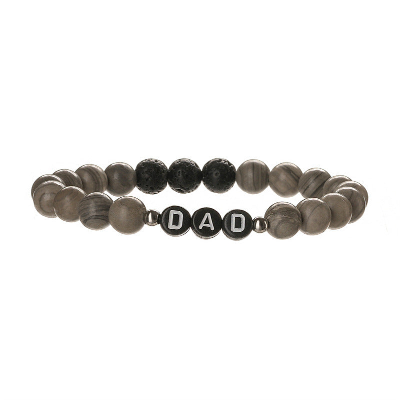 Wholesale European Style 8Mm Natural Stone DAD Letter Beaded Bracelet Father S Day Gift Elastic Cord Jewelry Accessory