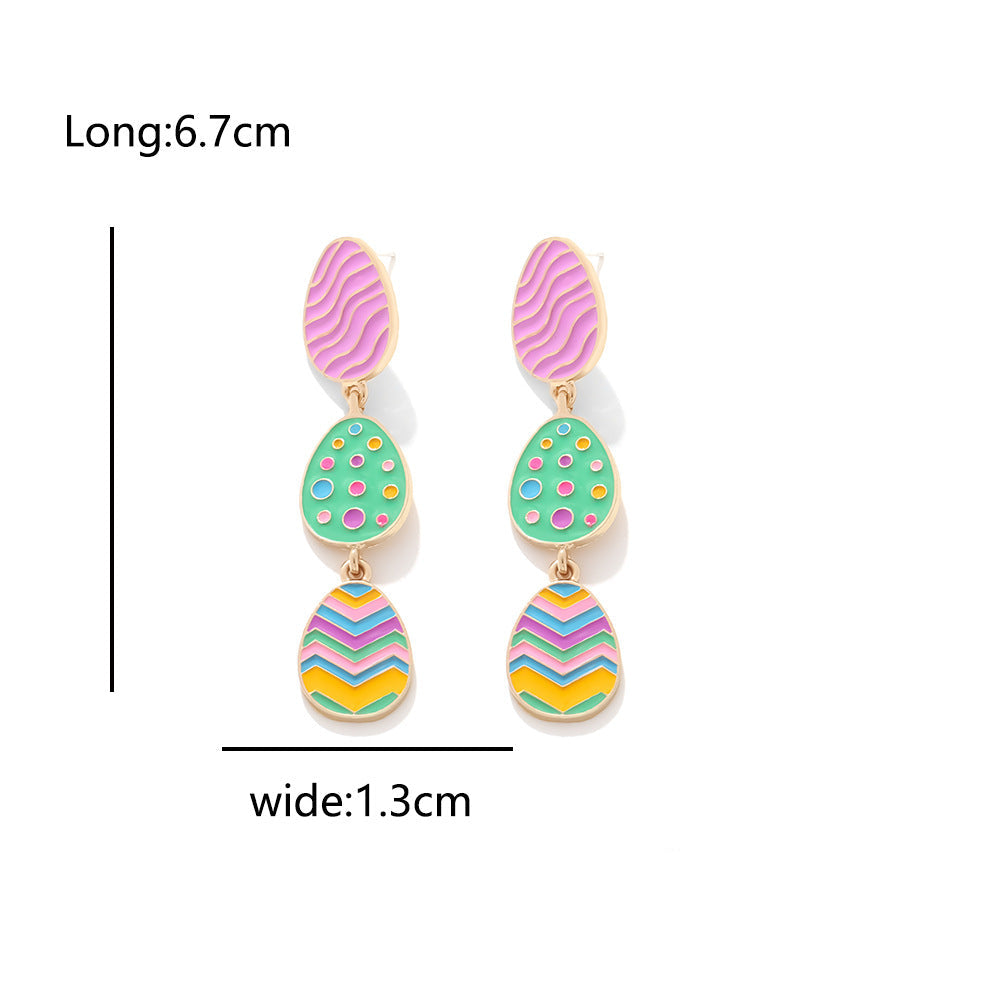 Wholesale Multi-layer Egg Shaped Pendant Easter Earrings