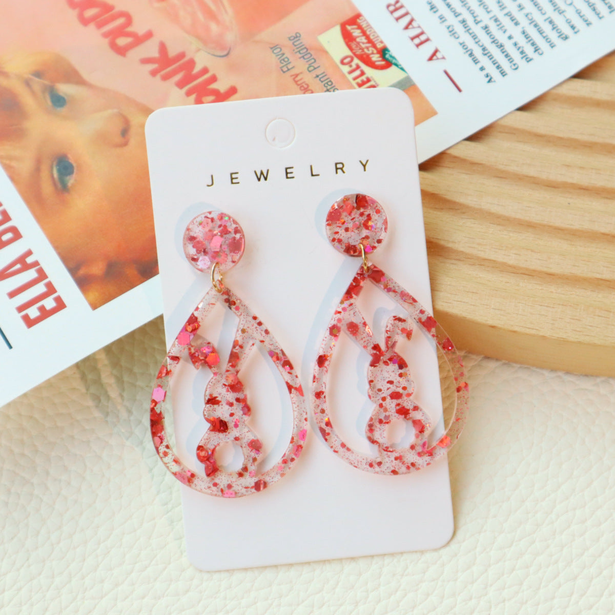 Wholesale Easter Acrylic Cute Bunny Egg Earrings